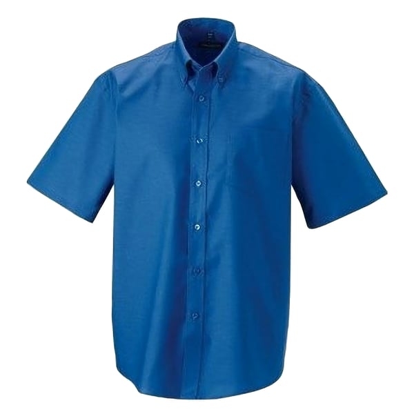 Russell Collection Mens Short Sleeve Easy Care Oxford Shirt