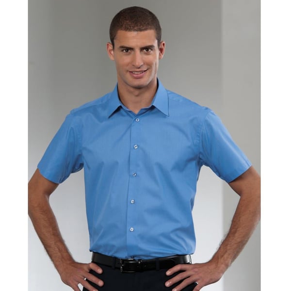 Russell Collection Mens Short Sleeve Poly-Cotton Easy Care Poplin Shirt