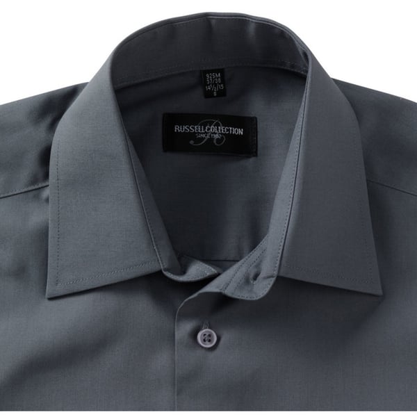 Russell Collection Mens Short Sleeve Poly-Cotton Easy Care Poplin Shirt