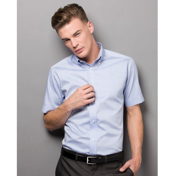 Kustom Kit Mens Short Sleeve Tailored Fit Premium Oxford Shirt