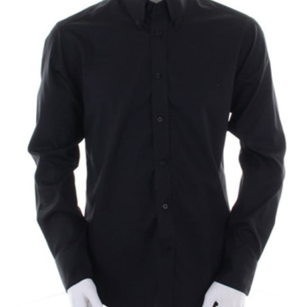 Kustom Kit Mens Long Sleeve Tailored Fit Premium Oxford Shirt