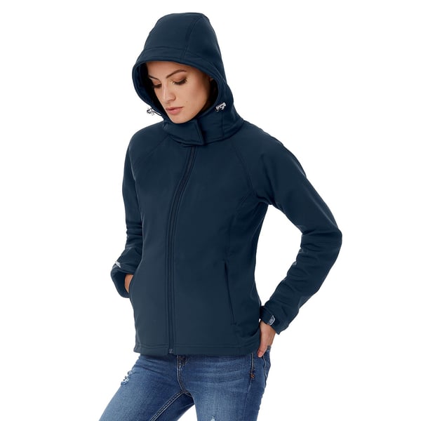 B&C Womens Hooded Premium Softshell Jacket (vindtæt, vandtæt og åndbar)