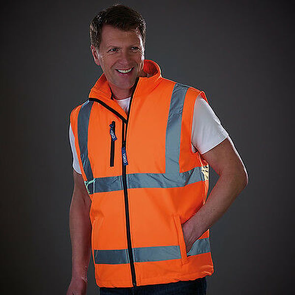 Yoko Mens Hi Vis Softshell Bodywarmer / Workwear