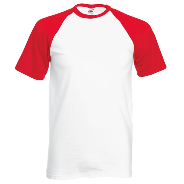Fruit Of The Loom Mens Short Sleeve Baseball T-Shirt Fruit Of The Loom Mens Short Sleeve Baseball T-Shirt