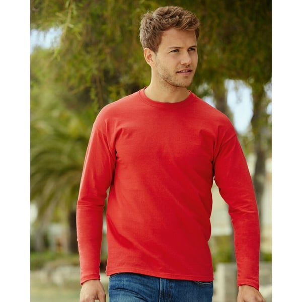 Fruit Of The Loom Mens Valueweight Crew Neck Long Sleeve T-Shirt