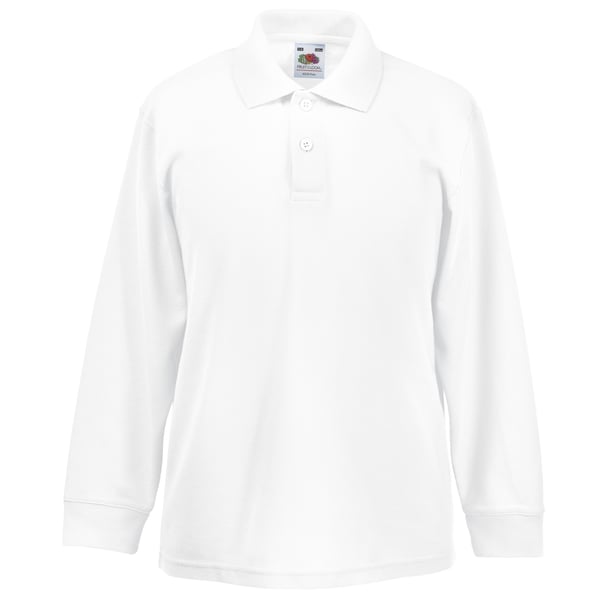Fruit Of The Loom Childrens Long Sleeve 65/35 Pique Polo / Childrens Polo Shirts