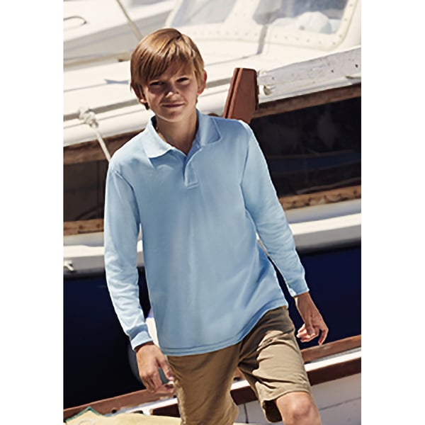 Fruit Of The Loom Childrens Long Sleeve 65/35 Pique Polo / Childrens Polo Shirts