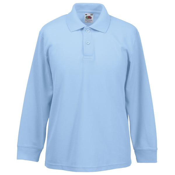 Fruit Of The Loom Childrens Long Sleeve 65/35 Pique Polo / Childrens Polo Shirts
