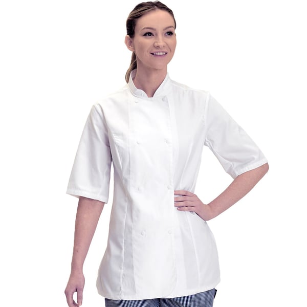 Dennys Womens/Ladies Short Sleeve Fitted Chef Jacket (Pack of 2)