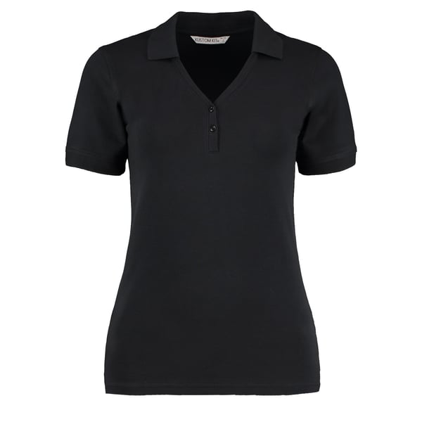 Kustom Kit Sophia Comfortec® polotrøje med kort ærme og V-hals til damer