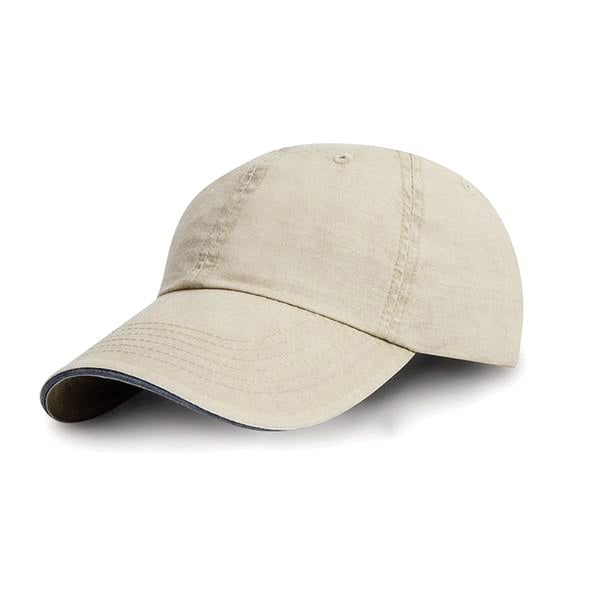 Result Washed Fine Line Cotton Baseball Cap With Sandwich Peak