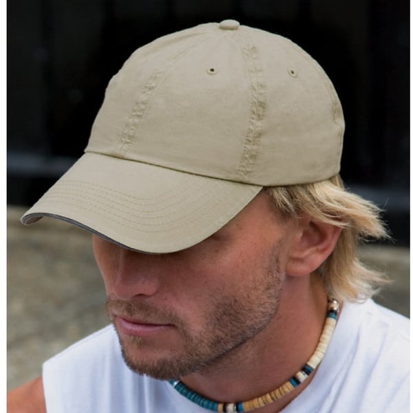 Result Washed Fine Line Cotton Baseball Cap With Sandwich Peak