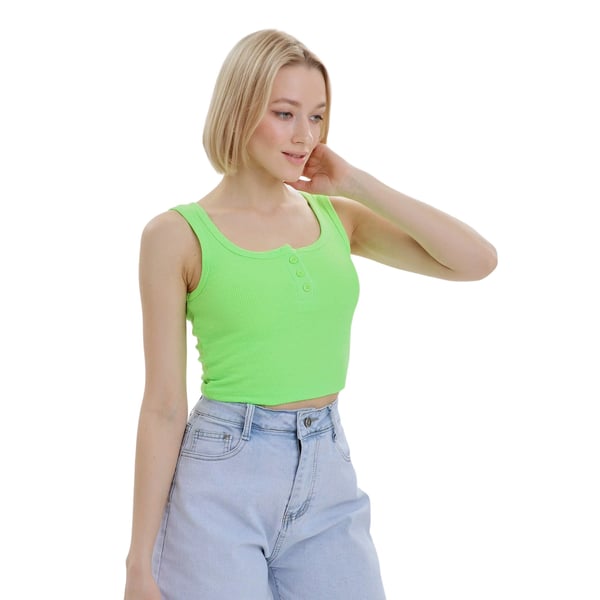 Lookus Womens/Ladies Mercan Button Crop Top