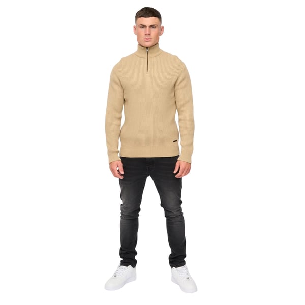Crosshatch Mens Havaline Knitted Quarter Zip Pullover