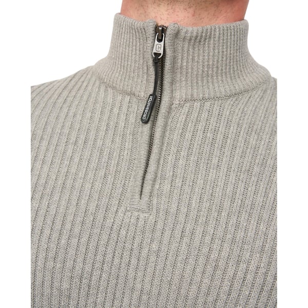Crosshatch Herr Havaline Stickad Tröja med Kort Dragkedja