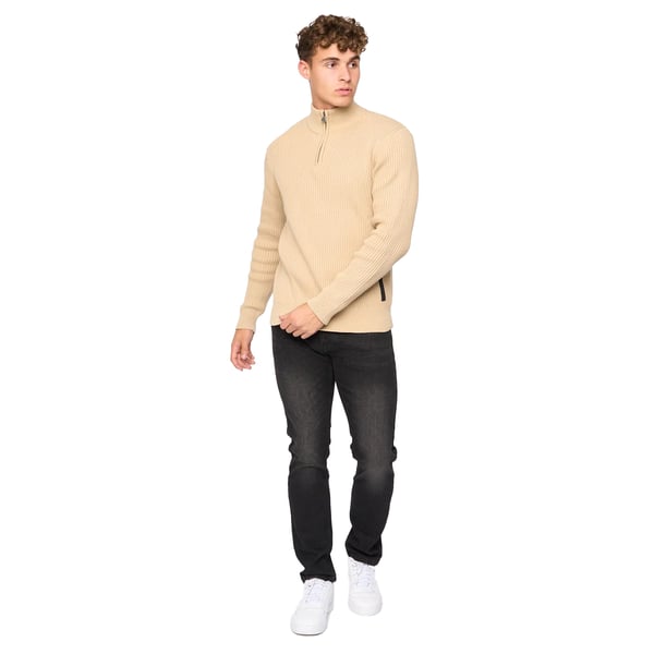 Crosshatch Mens Havaline Knitted Quarter Zip Pullover