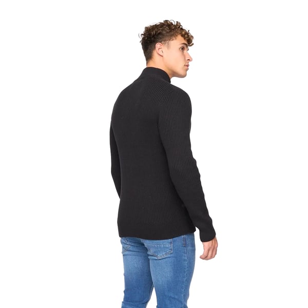 Crosshatch Herr Havaline Stickad Tröja med Kort Dragkedja