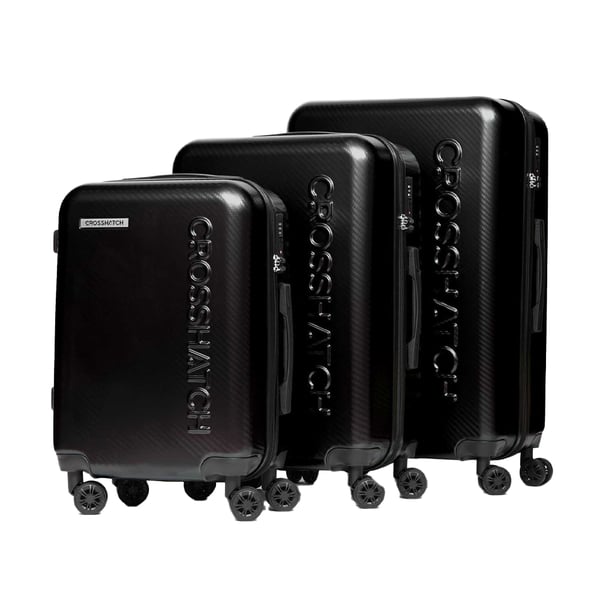 Crosshatch Escapade präglad resväska med 4 hjul (3-pack)