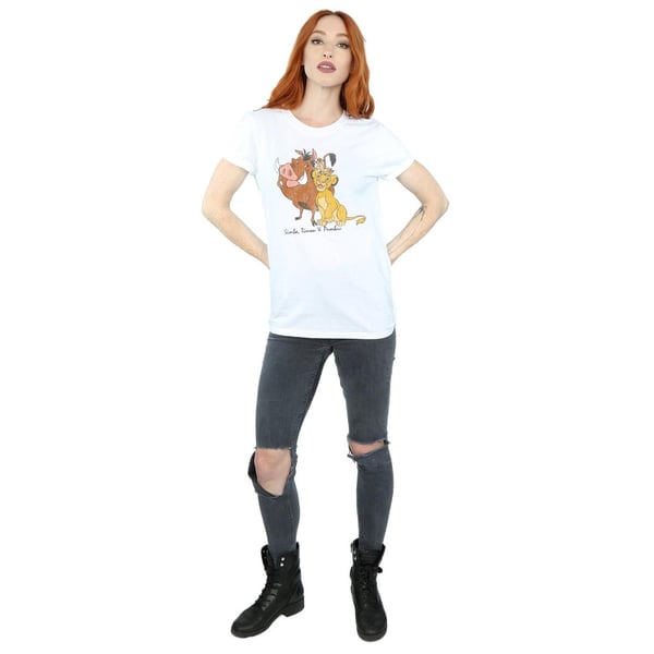 The Lion King Womens/Ladies Classic Simba Timon & Pumba Cotton Boyfriend T-Shirt