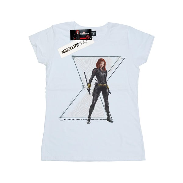 Marvel Dam/Dam Svart Änka Film Natasha Logotyp T-shirt i Bomull