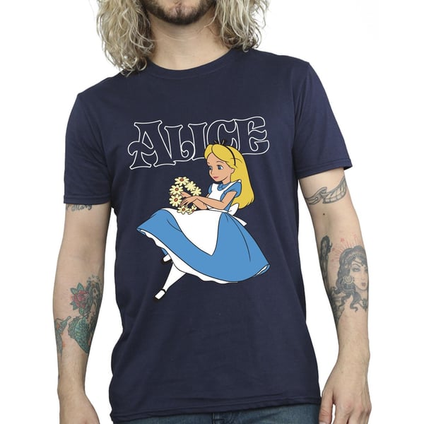 Disney Mens Alice In Wonderland Flowers T-Shirt