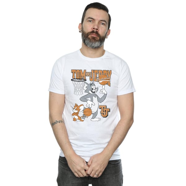 Tom and Jerry Mens Spinning Basketball Cotton T-Shirt