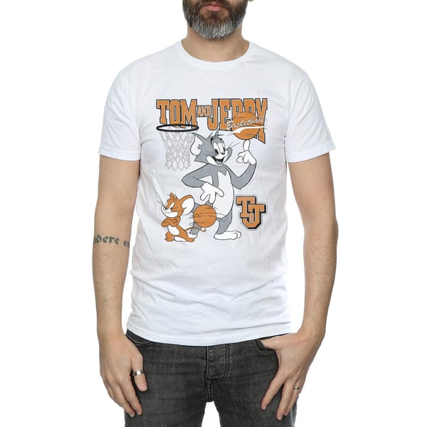 Tom and Jerry Mens Spinning Basketball Cotton T-Shirt