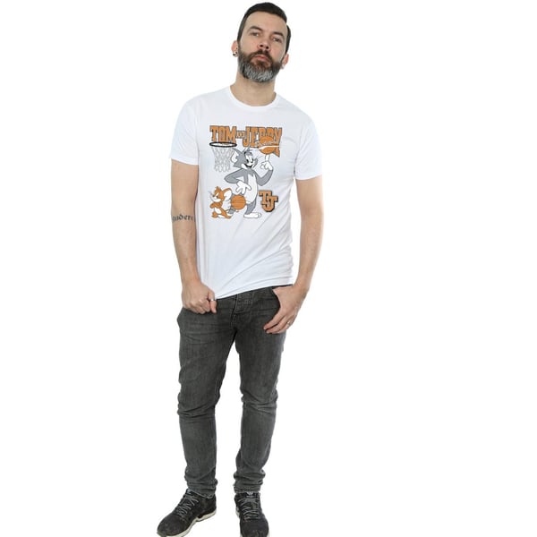 Tom and Jerry Mens Spinning Basketball Cotton T-Shirt