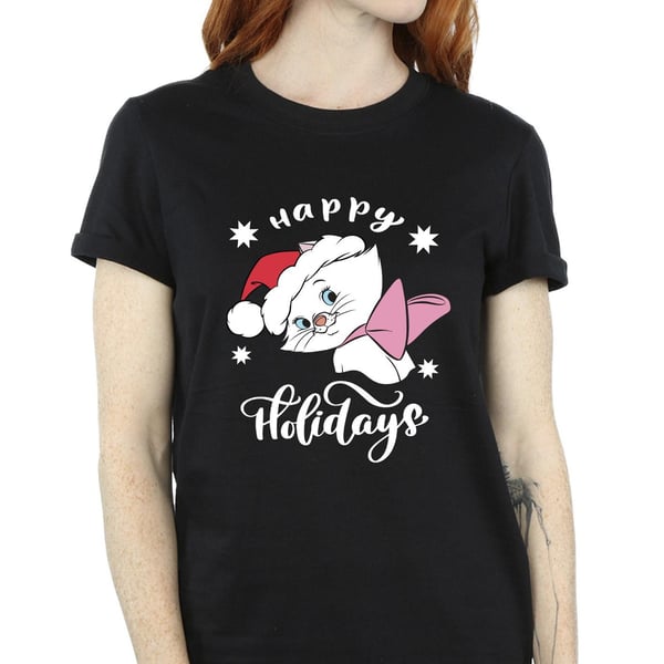 Disney Womens/Ladies The Aristocats Happy Holidays Cotton Boyfriend T-Shirt