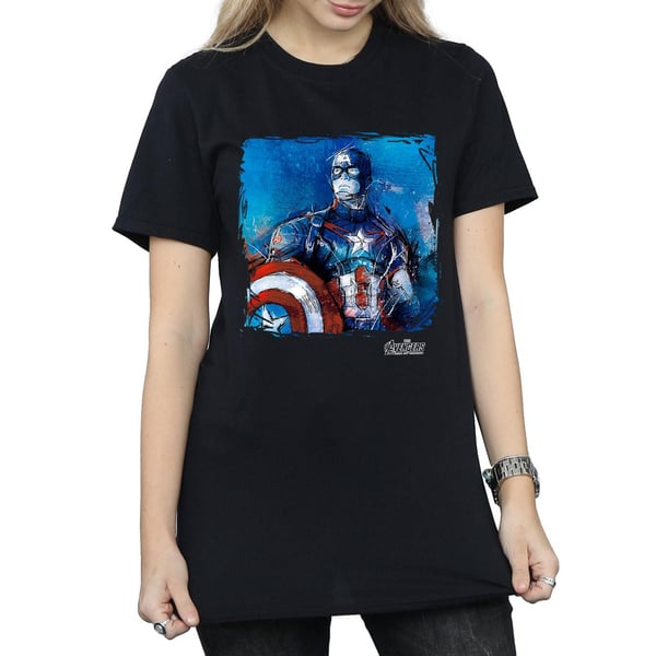 Marvel Womens/Ladies Captain America Art Cotton Boyfriend T-Shirt