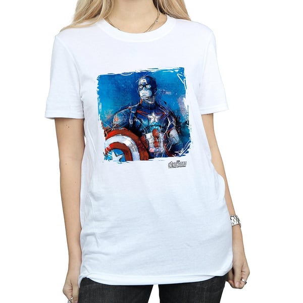 Marvel Womens/Ladies Captain America Art Cotton Boyfriend T-Shirt