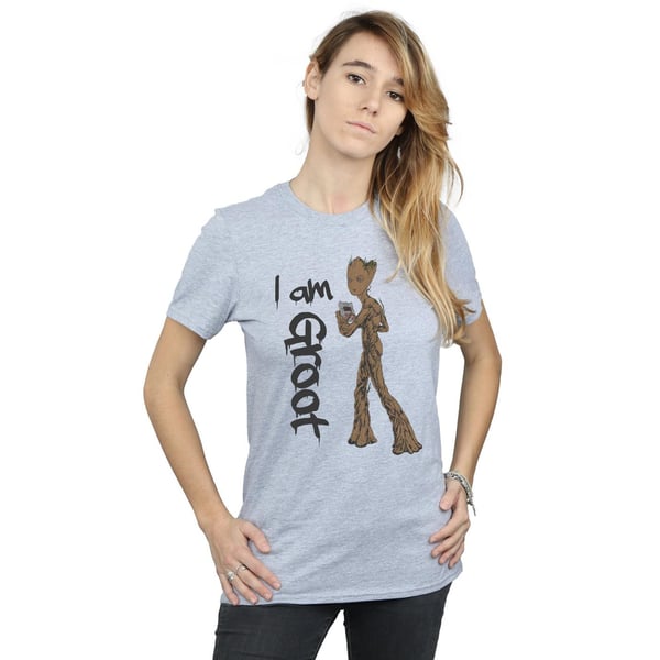 Marvel Womens/Ladies Avengers Infinity War Graffiti Groot Cotton Boyfriend T-Shirt
