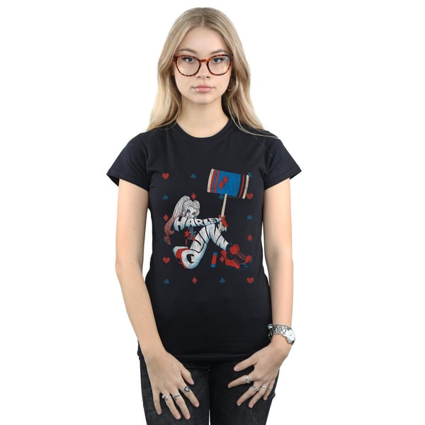 DC Comics Womens/Ladies Harley Quinn Playing Card Suit Cotton T-Shirt