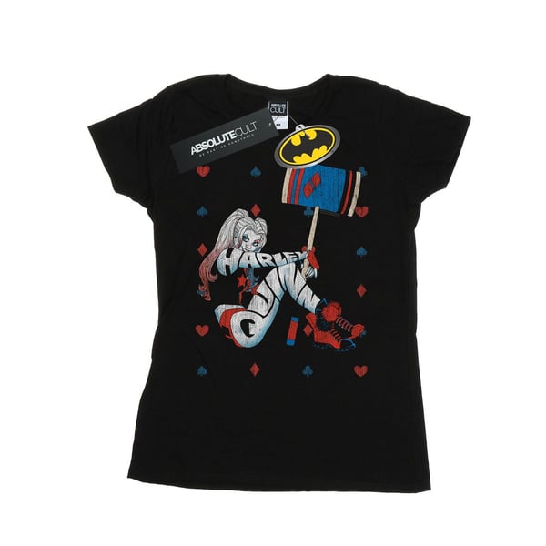 DC Comics Womens/Ladies Harley Quinn Playing Card Suit Cotton T-Shirt