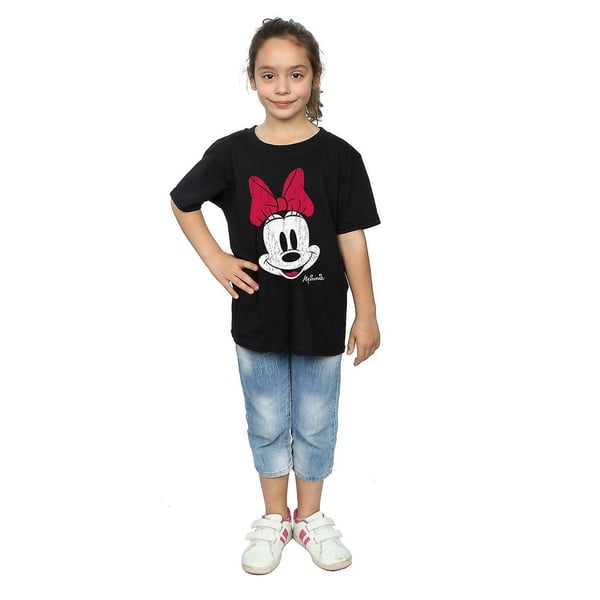 Disney Girls Minnie Mouse Face Cotton T-Shirt