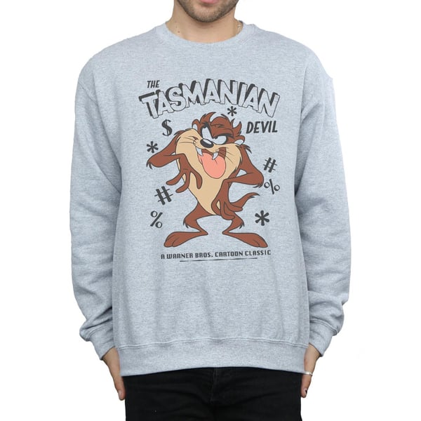 Looney Tunes Mens Tasmanian Devil Vintage Cotton Sweatshirt