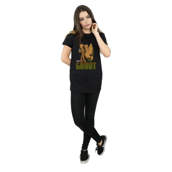 Marvel Womens/Ladies Avengers Infinity War Groot Character Cotton Boyfriend T-Shirt