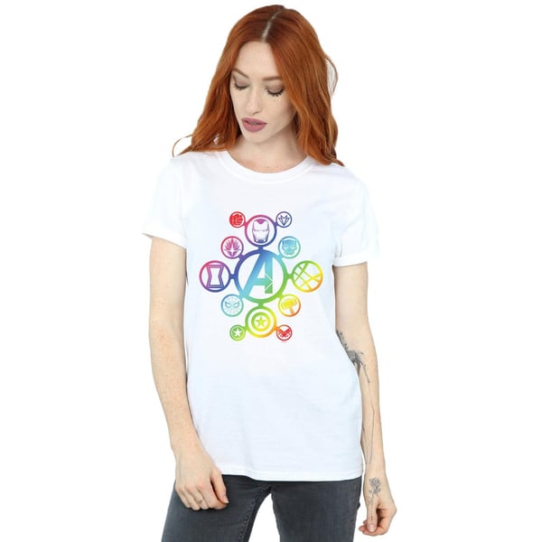 Marvel Womens/Ladies Avengers Infinity War Rainbow Icons Cotton Boyfriend T-Shirt