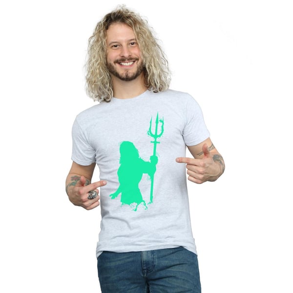 DC Comics Mens Aquaman Aqua Silhouette T-Shirt