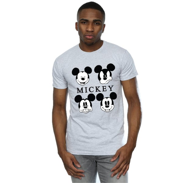 Disney Mens Four Heads Mickey Mouse Cotton T-Shirt