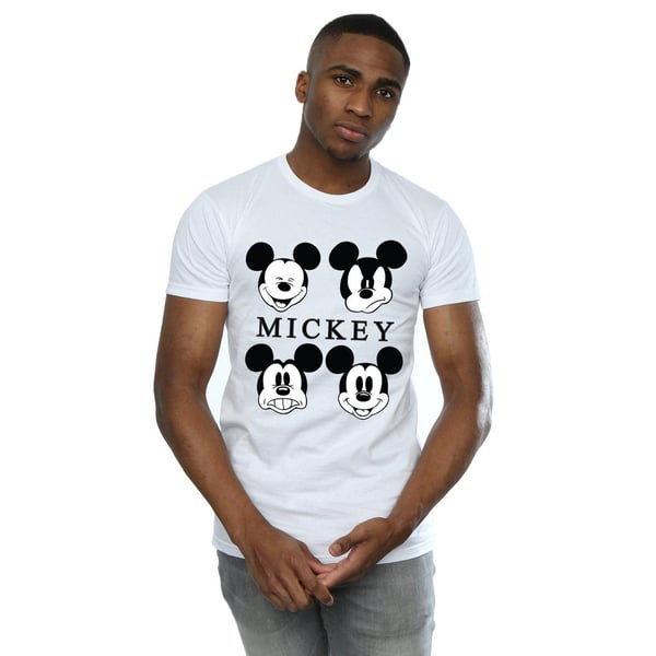 Disney Mens Four Heads Mickey Mouse Cotton T-Shirt