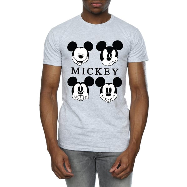 Disney Mens Four Heads Mickey Mouse Cotton T-Shirt