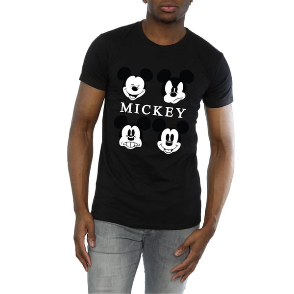 Disney Mens Four Heads Mickey Mouse Cotton T-Shirt