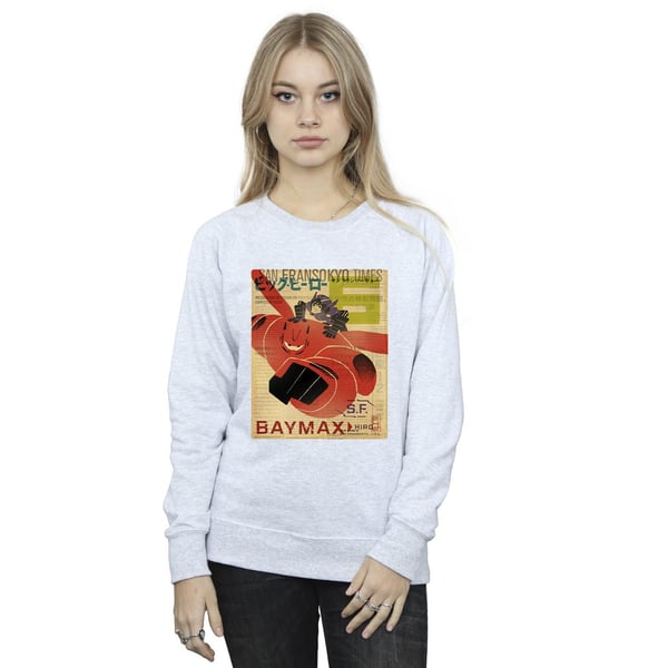 Disney Womens/Ladies Big Hero 6 Baymax Flying Baymax Newspaper Sweatshirt