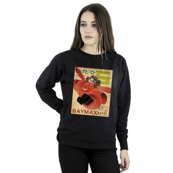 Disney Womens/Ladies Big Hero 6 Baymax Flying Baymax Newspaper Sweatshirt