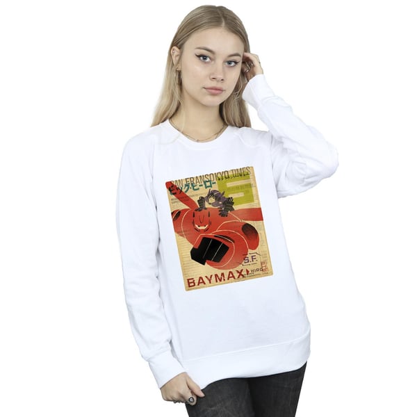 Disney Womens/Ladies Big Hero 6 Baymax Flying Baymax Newspaper Sweatshirt