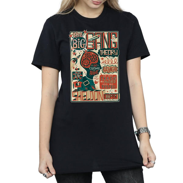 Big Bang Theory Womens/Ladies Infographic Poster Cotton Boyfriend T-Shirt