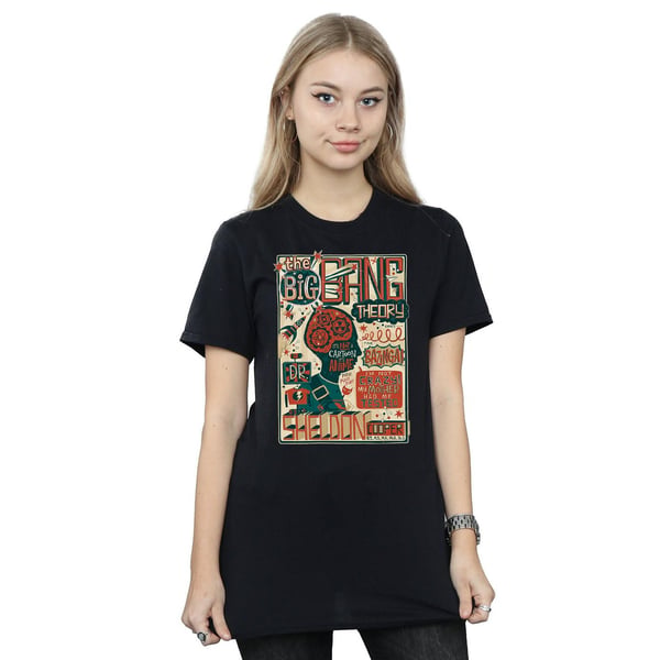 Big Bang Theory Womens/Ladies Infographic Poster Cotton Boyfriend T-Shirt