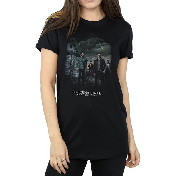 Supernatural Womens/Ladies Join The Hunt Meteor Shower Cotton Boyfriend T-Shirt Supernatural Womens/Ladies Join The Hunt Meteor Shower Cotton Boyfriend T-Shirt