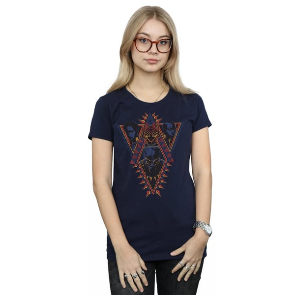 Marvel Womens/Ladies Black Panther Tribal Heads Cotton T-Shirt